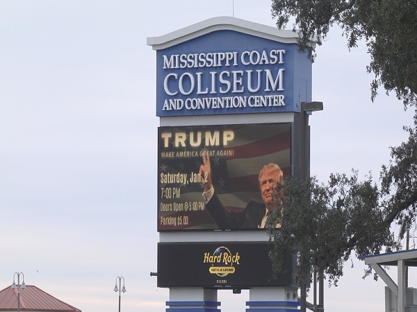 Patrons line up to see Donald Trump at the Mississippi Coast Coliseum