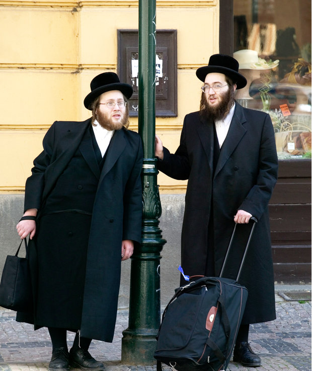 Orthodox Jews in traditional clothing