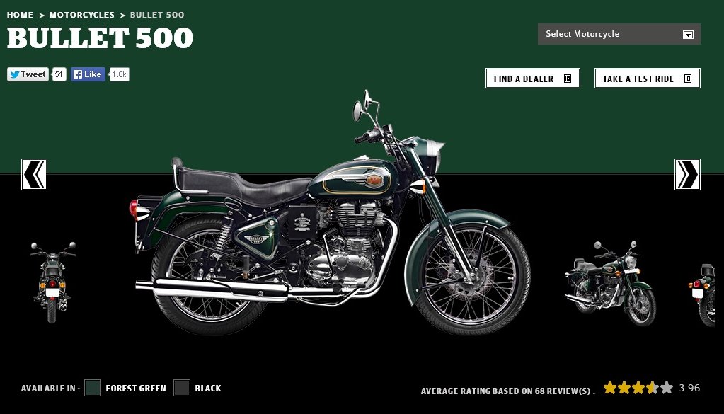 Royal Enfield Bullet 500 Forest Green colour screen capture