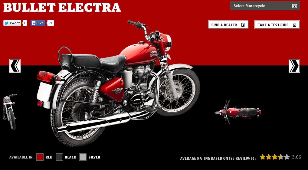 Royal Enfield Bullet Electra Red colour screen capture
